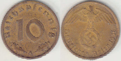 1936 A Germany 10 Pfennig A003001